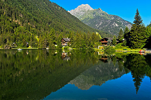 高山湖,反射,瓦莱,瑞士,欧洲