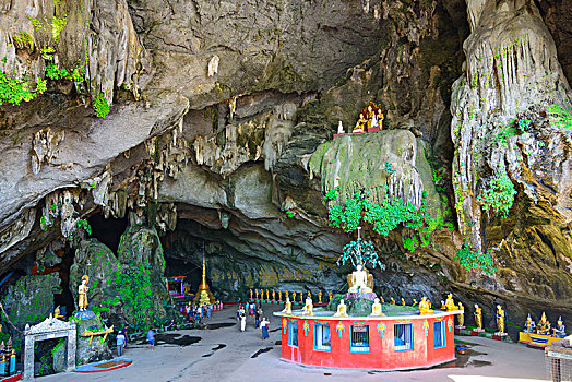 洞穴,佛像,佛塔,柠檬,石头,克伦邦,缅甸