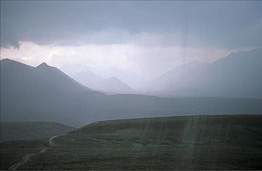 下雨,风景,德纳里峰国家公园,阿拉斯加,美国,北美