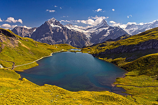 阿尔卑斯山,湖,顶峰,贝塔峰,修雷克宏峰,格林德威尔,伯恩高地,瑞士,欧洲