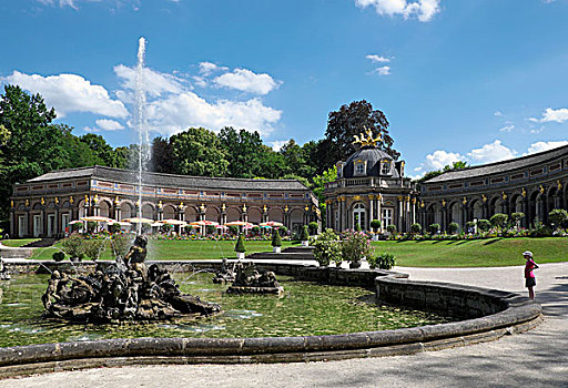 水,特征,公园,新,城堡,偏僻寺院,上弗兰科尼亚,巴伐利亚,德国,欧洲
