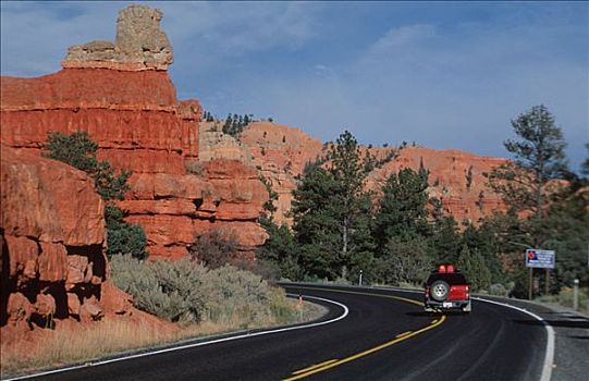 公路,红色,峡谷,犹他,美国