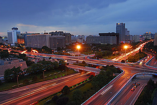 北京建国门桥夜景