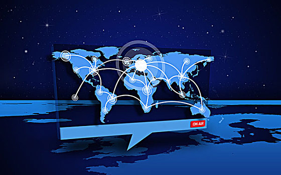数码,演讲,盒子,展示,世界,联系,世界地图,蓝色