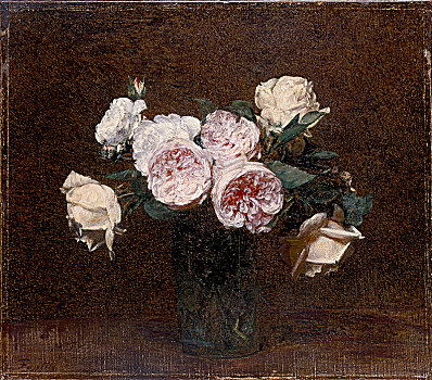 静物,粉色,白色,黄色,玫瑰,1894年,艺术家
