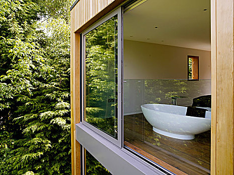 独立式浴盆,风景,窗户,英国,家