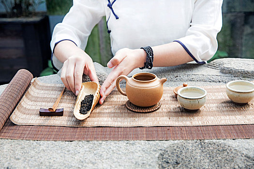 女茶艺师做茶道