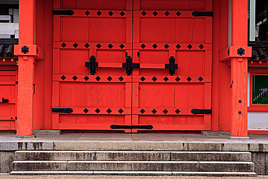鲜明,红色,门,地面,庙宇,京都,日本