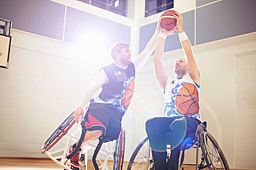 轮椅,篮球手,玩,篮球