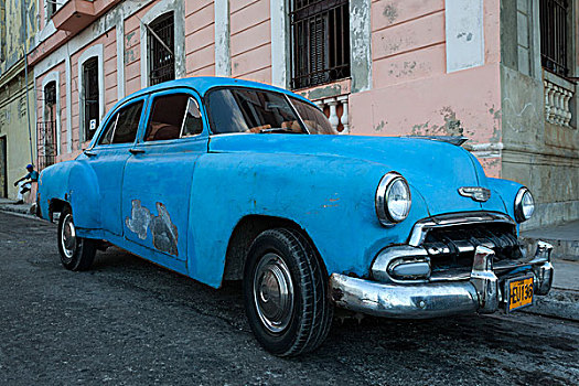 旧式,雪佛兰,20世纪40年代,哈瓦那,古巴,北美