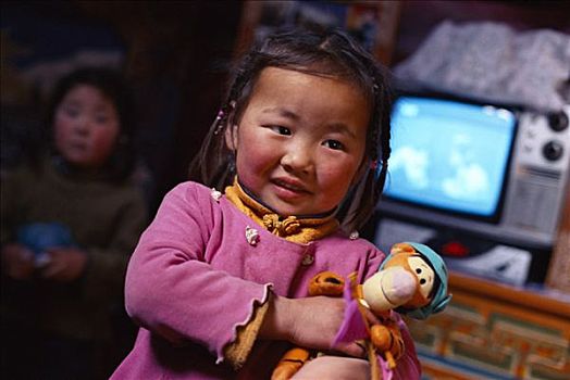 游牧,孩子,蒙古包,蒙古
