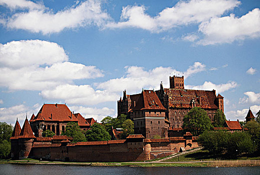 波兰,波美拉尼亚,马尔堡,城堡,正面,河,大幅,尺寸