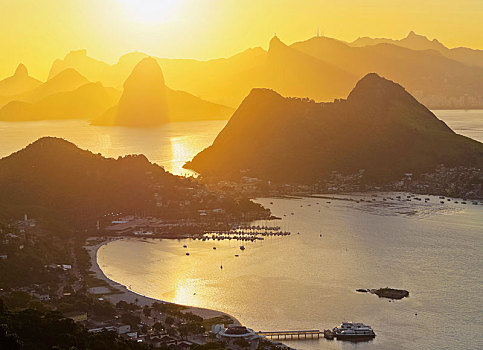 日落,俯视,里约热内卢,风景,公园,巴西,南美