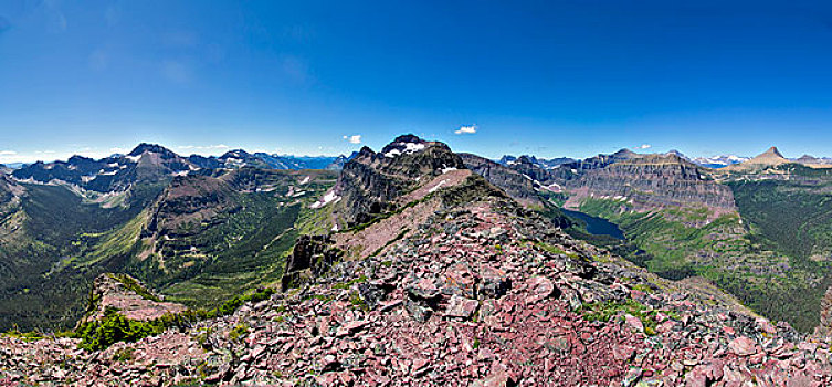 全景,顶峰,山,冰川国家公园,蒙大拿,美国