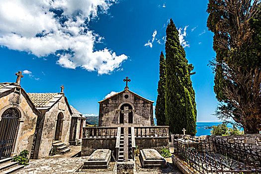 墓地,寺院,半岛,亚得里亚海,达尔马提亚,克罗地亚,欧洲