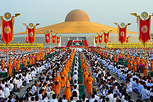 白天,佛教,假日,大量,会面,僧侣,宗教,人,寺院,契迪,地区,曼谷,泰国,亚洲,重要,图像,美国