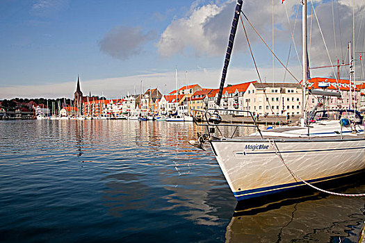 帆船,城镇,港口,丹麦,欧洲