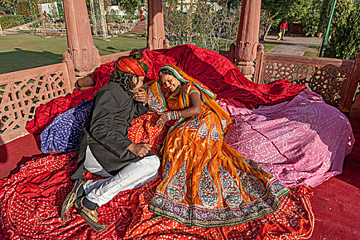 彩色,婚礼,服饰,纱丽,粉红,城市,斋浦尔,拉贾斯坦邦,印度