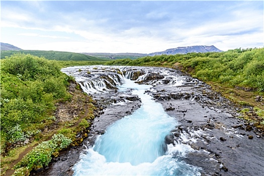 瀑布,青绿色,水,南,冰岛