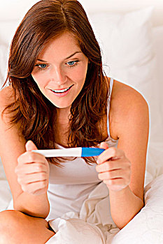 妊娠测试,高兴,吃惊,女人,乐观,结果