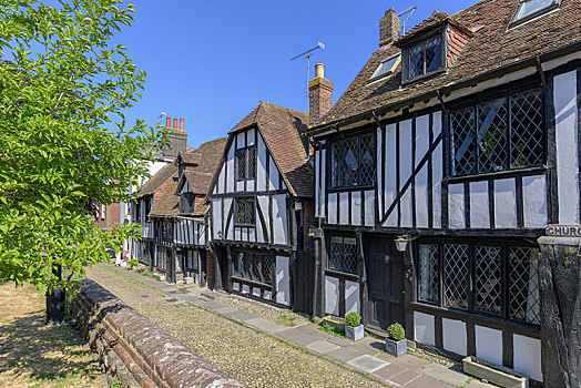 老,半木结构房屋,教堂,英格兰,英国