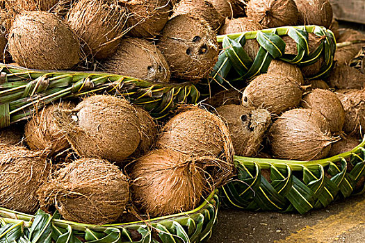 玻利尼西亚,英国,汤加,展示,椰子,出售,编织物,篮子,市场