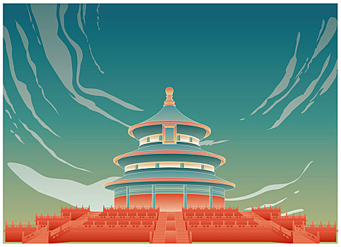 国朝风格天坛北京标志建筑