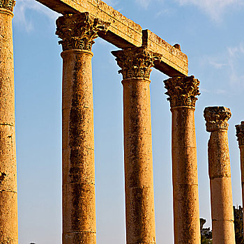 杰拉什,约旦,老式,柱子,遗迹,古典,文化遗产,旅游