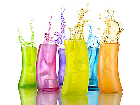 扭曲,饮料,溅,彩色,玻璃杯,隔绝