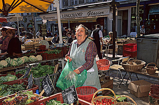 女人,销售,蔬菜,卡尔卡松尼,市场