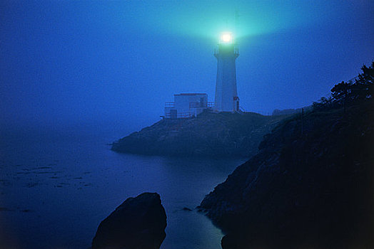 灯塔,光亮,日落,温哥华岛,不列颠哥伦比亚省,加拿大