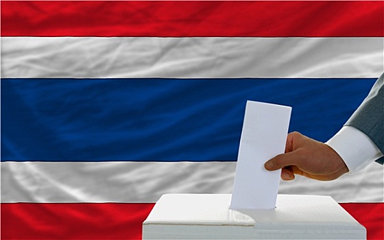 男人,投票,选举,泰国,正面,旗帜