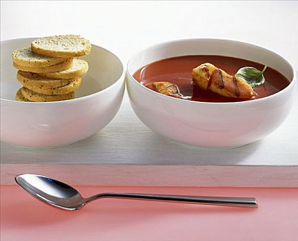 西红柿汤,烤制食品,海鲂