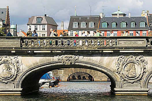 大理石,桥,上方,运河,哥本哈根,丹麦