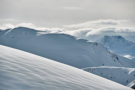 积雪,山景,隆河阿尔卑斯山省,法国