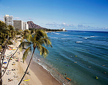 夏威夷,瓦胡岛,怀基基海滩,风景,威基基海滩,大幅,尺寸