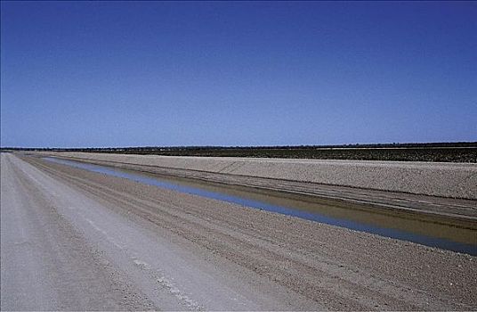 灌溉,运河,棉花,农场,荒芜,干旱,水,农业,乡野,种植,湖,澳大利亚
