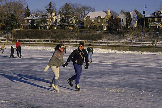 加拿大,渥太华,人,滑冰,里多运河