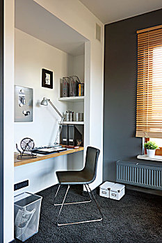 设计师,椅子,漂浮,书桌,墙壁,一个