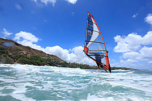 帆板运动,钻石海岬,怀基基海滩,瓦胡岛,夏威夷