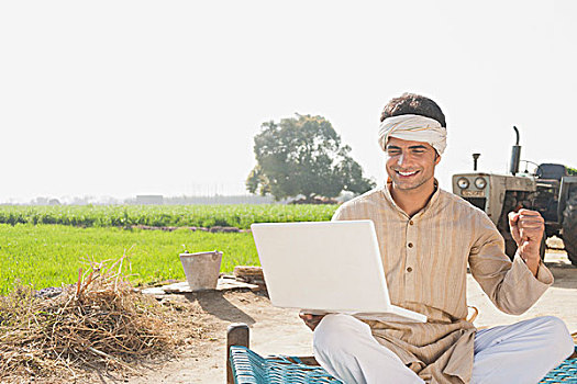 农民,笔记本电脑,土地,印度