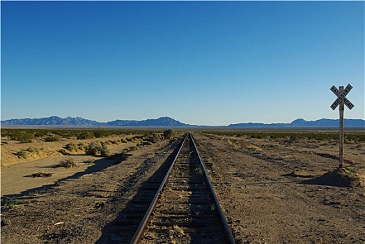 孤单,铁路,加利福尼亚,荒芜