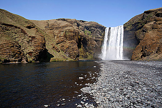 瀑布,南方,区域,冰岛,欧洲