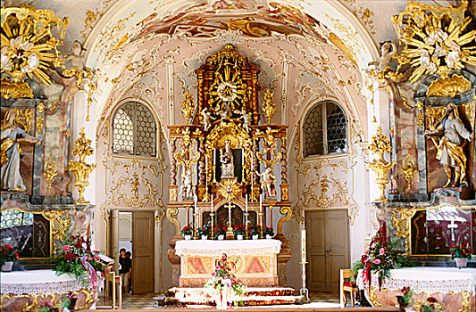 风景,圣坛,教堂,巴伐利亚,德国