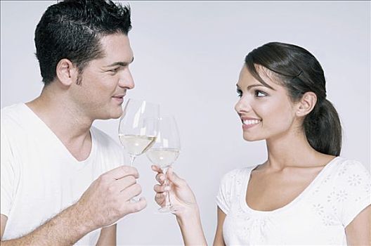 伴侣,祝酒,白葡萄酒杯