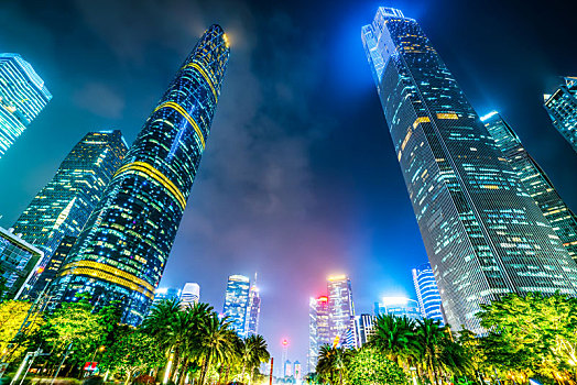 广州花城广场建筑景观夜景