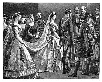 婚姻,公主,海伦娜,王子,基督教,七月,迟,19世纪
