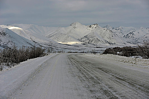 戴珀斯特公路,冬天,碎石路,育空,加拿大,北美