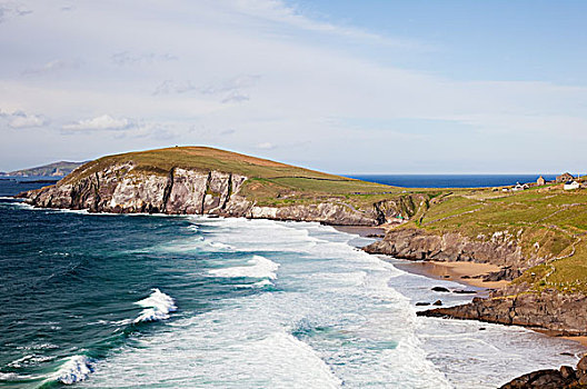 波浪,岸边,海滩,丁格尔半岛,凯瑞郡,爱尔兰
