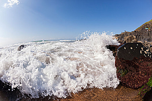 波浪,石头,海滩
